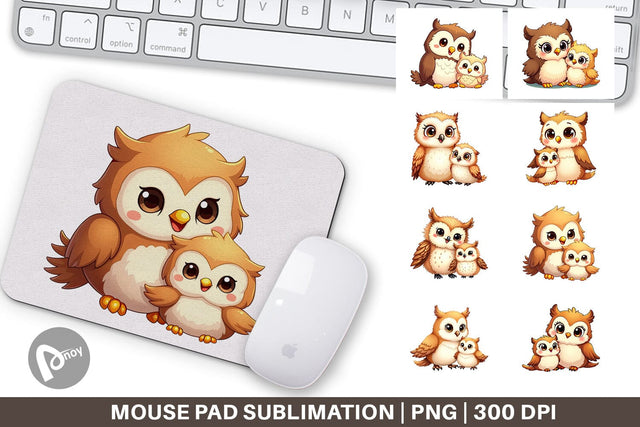 Mouse Pad Owl Mother's Day Sublimation artnoy 