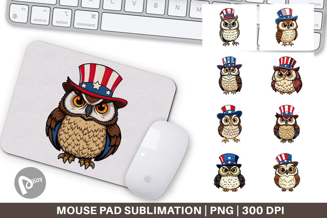Mouse Pad Owl Patriotic Sublimation artnoy 