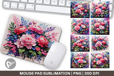 Mouse Pad Painting Bouquet Flowers Sublimation artnoy 
