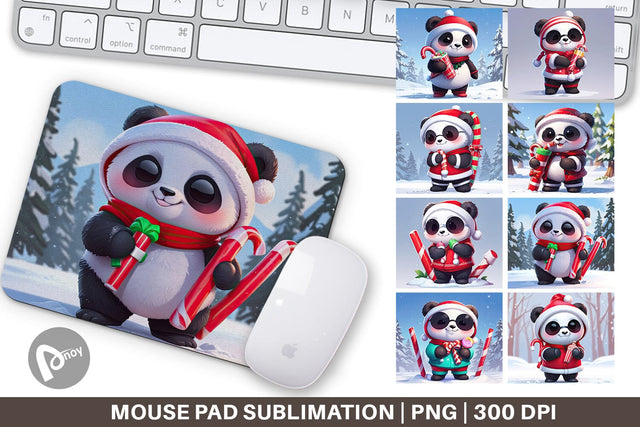 Mouse Pad Panda Christmas Sublimation artnoy 