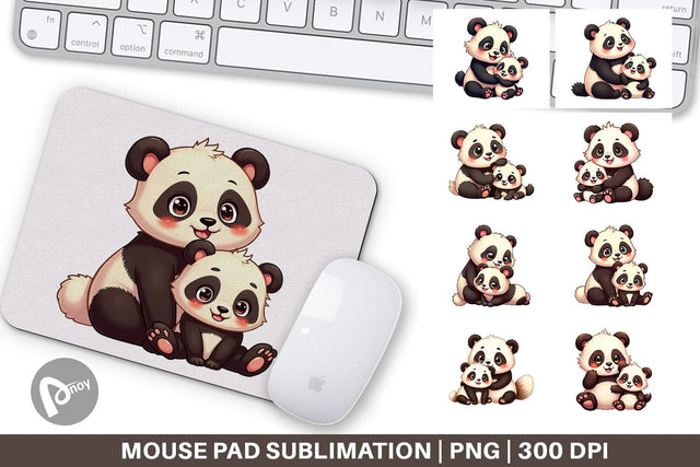 Mouse Pad Panda Mother's Day Sublimation artnoy 