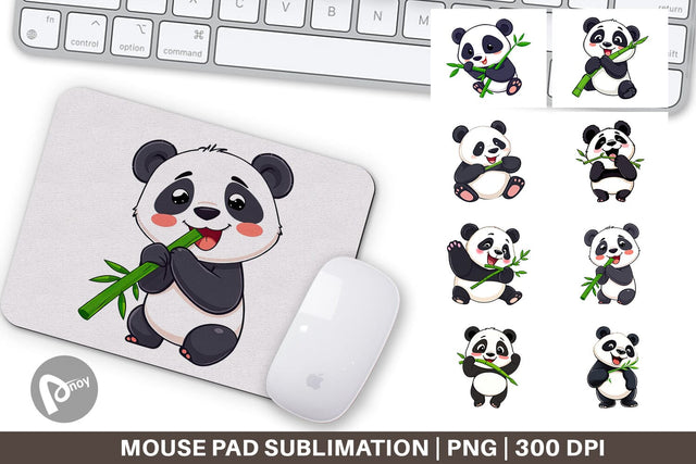 Mouse Pad Panda with Bamboo Sublimation artnoy 