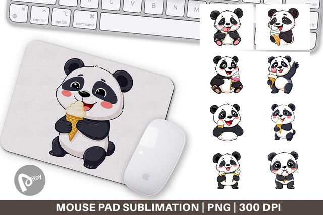 Mouse Pad Panda with Ice Cream Sublimation artnoy 