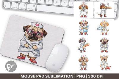 Mouse Pad Panic Mode Dog Nurse Prints Sublimation artnoy 