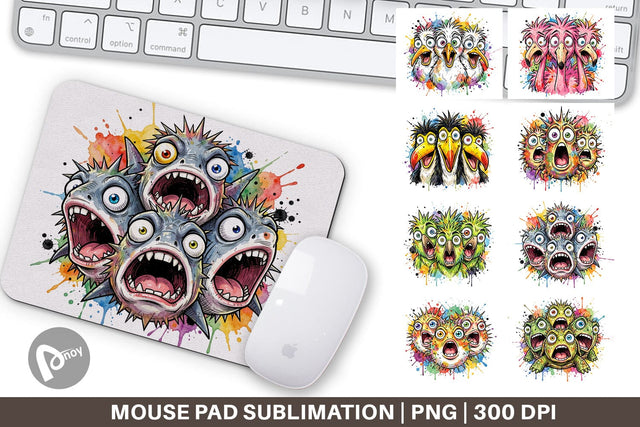 Mouse Pad Panic Tropical Animals Messy Watercolor Sublimation artnoy 