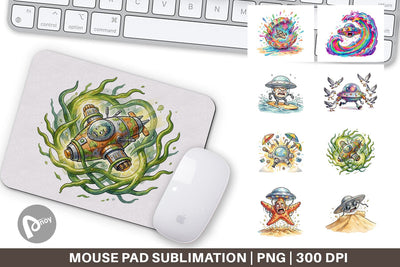 Mouse Pad Panicked UFO Surf Sublimation artnoy 