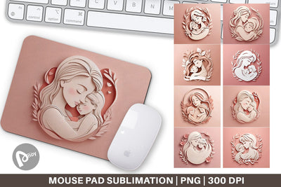 Mouse Pad Paper Cut Mother's Day Sublimation artnoy 