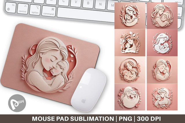 Mouse Pad Paper Cut Mother's Day Sublimation artnoy 