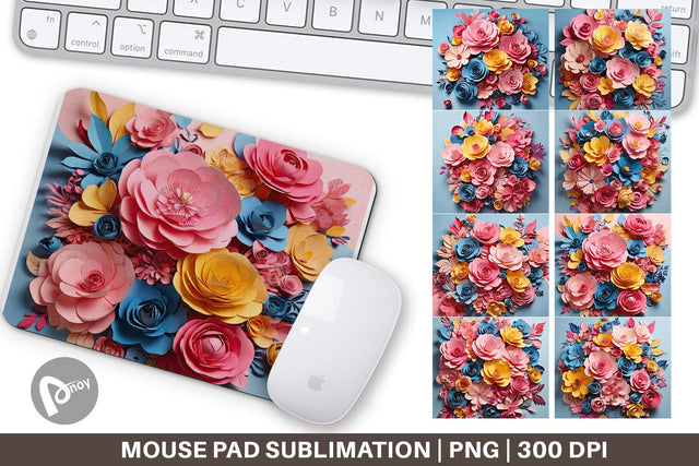 Mouse Pad Paper Flower Bouquet Sublimation artnoy 