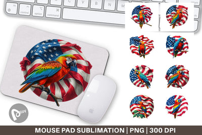 Mouse Pad Parrot 4th of July Sublimation artnoy 
