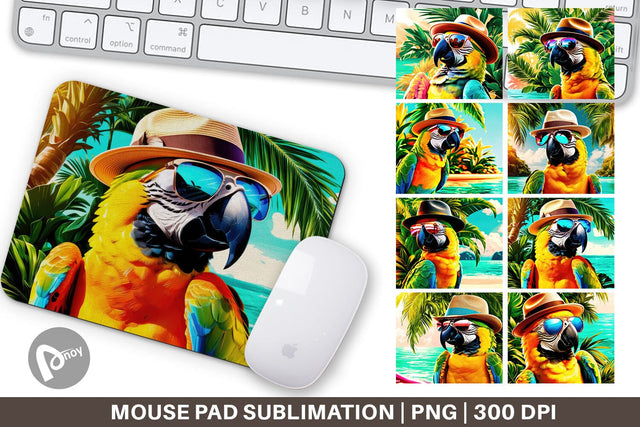 Mouse Pad Parrots in Summer Sublimation artnoy 