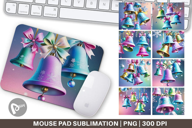Mouse Pad Pastel Christmas Bells Sublimation artnoy 