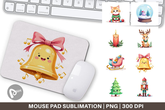 Mouse Pad Pastel Christmas Characters Sublimation artnoy 