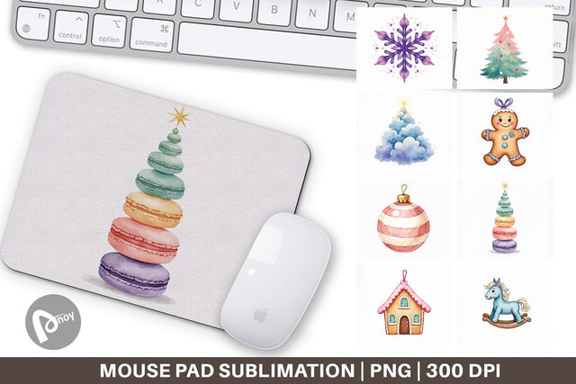 Mouse Pad Pastel Dreams Watercolor Christmas Sublimation artnoy 