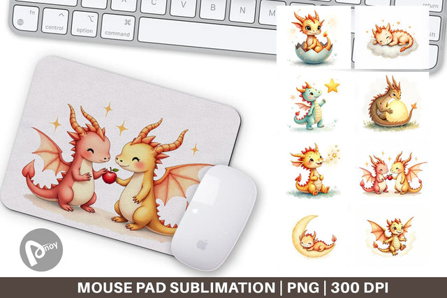 Mouse Pad Pastel Dreamy Dragons Sublimation artnoy 