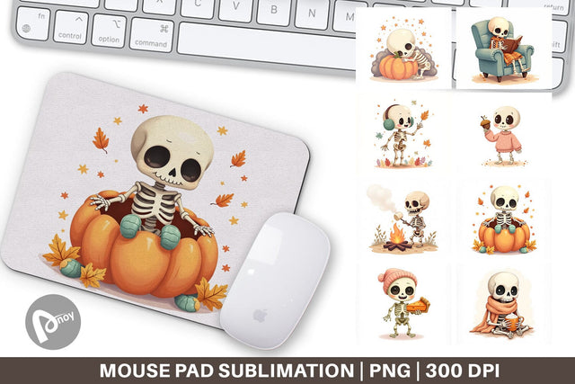 Mouse Pad Pastel Fall Skeletons Sublimation artnoy 