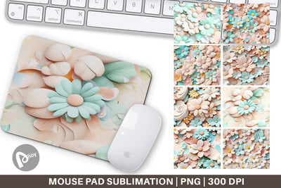 Mouse Pad Pastel Flower Pattern Sublimation artnoy 