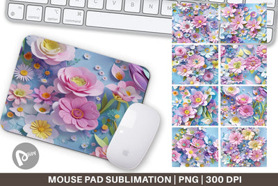 Mouse Pad Pastel Flowers Pattern Sublimation artnoy 