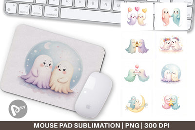 Mouse Pad Pastel Ghost Twins Sublimation artnoy 