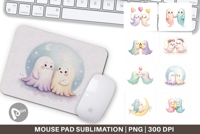 Mouse Pad Pastel Ghost Twins Sublimation artnoy 
