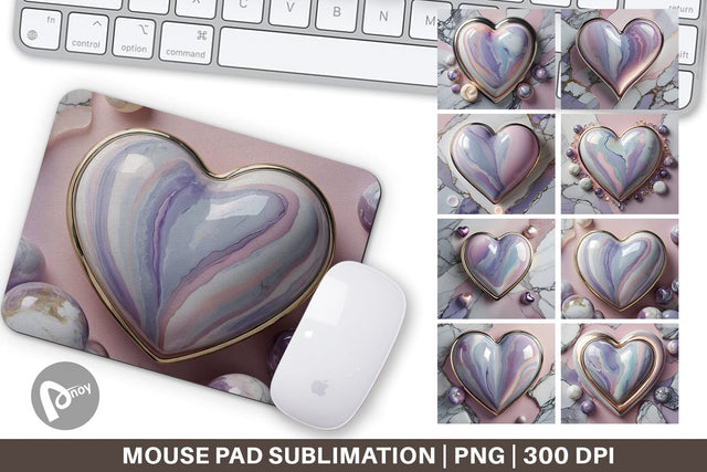Mouse Pad Pastel Heart Marble Sublimation artnoy 