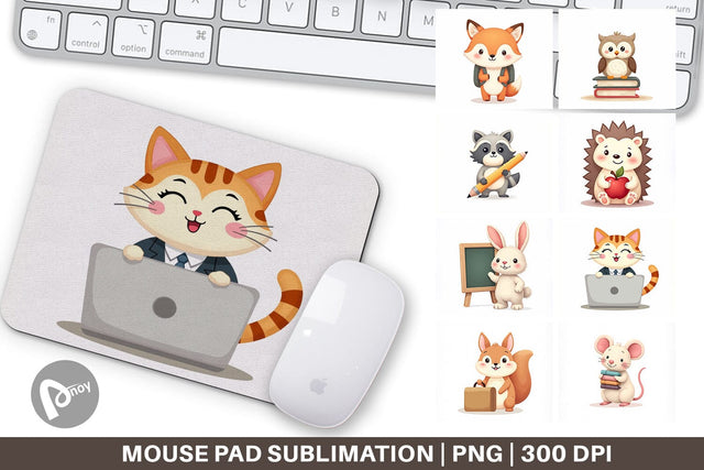 Mouse Pad Pastel School Critters Sublimation artnoy 