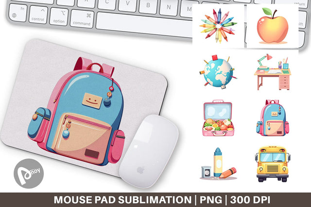 Mouse Pad Pastel School Essentials Sublimation artnoy 