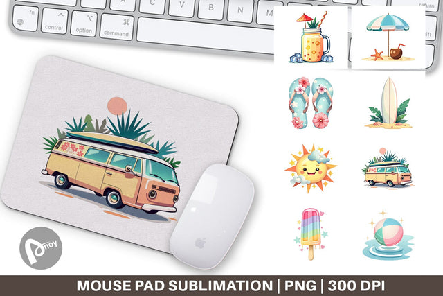 Mouse Pad Pastel Tropical Summer Sublimation artnoy 