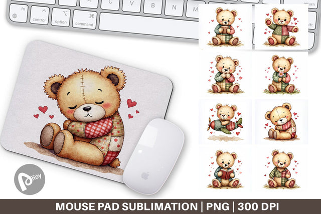 Mouse Pad Patchwork Bear Adventures Sublimation artnoy 