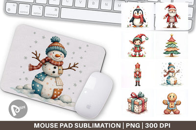 Mouse Pad Patchwork Christmas Cute Sublimation artnoy 