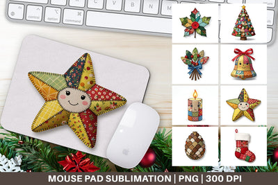 Mouse Pad Patchwork Christmas Folk Art Sublimation artnoy 