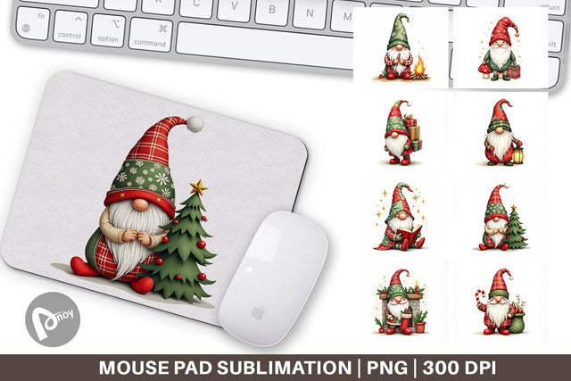 Mouse Pad Patchwork Christmas Gnome Sublimation artnoy 