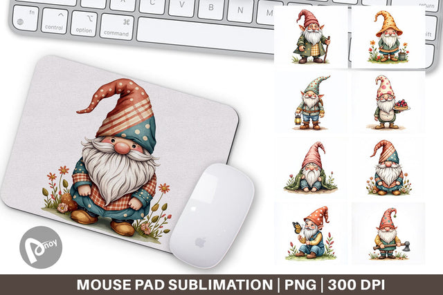 Mouse Pad Patchwork Gnomes Sublimation artnoy 