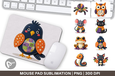 Mouse Pad Patchwork Halloween Critters Sublimation artnoy 