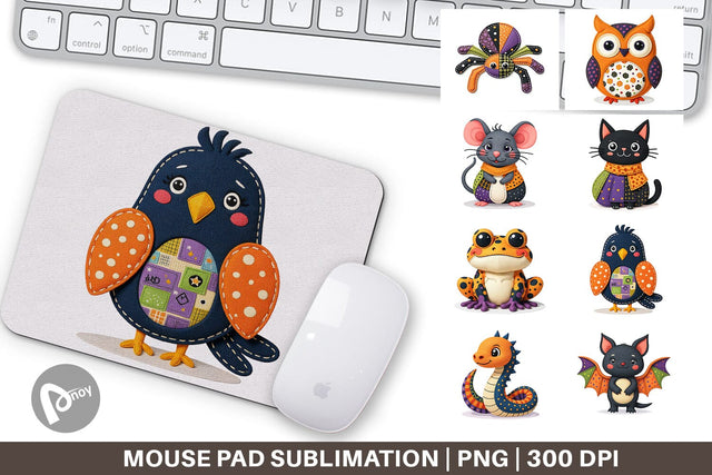 Mouse Pad Patchwork Halloween Critters Sublimation artnoy 