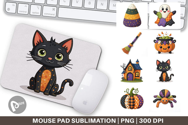 Mouse Pad Patchwork Halloween Cuties Sublimation artnoy 