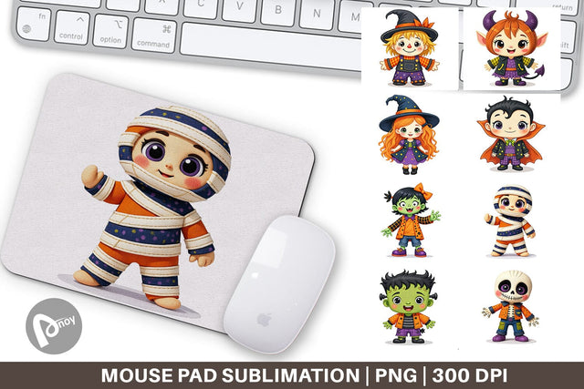 Mouse Pad Patchwork Halloween Friends Sublimation artnoy 