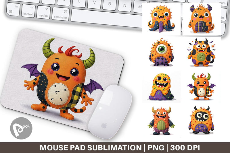 Mouse Pad Patchwork Halloween Monsters Sublimation artnoy 