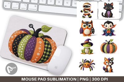 Mouse Pad Patchwork Halloween Plushies Sublimation artnoy 