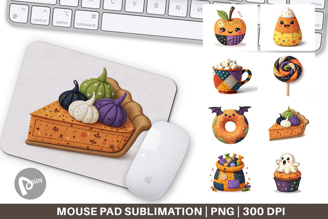 Mouse Pad Patchwork Halloween Treats Sublimation artnoy 