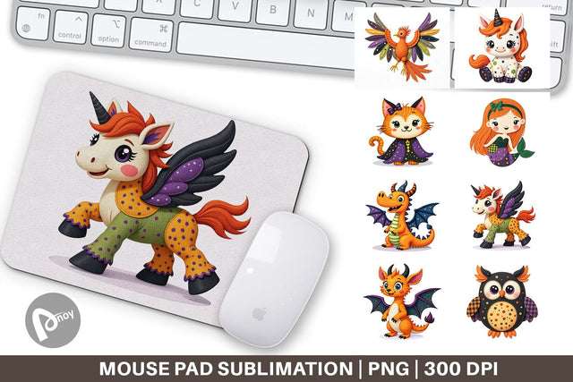 Mouse Pad Patchwork Magical Creatures Sublimation artnoy 