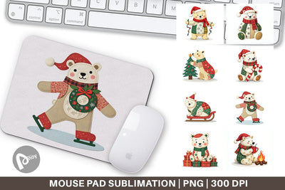 Mouse Pad Patchwork Polar Bear Sublimation artnoy 