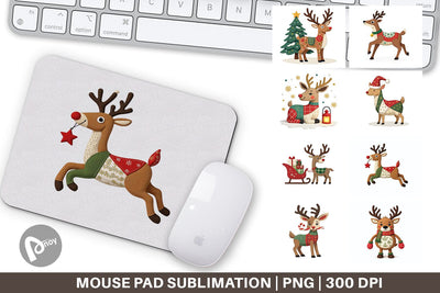 Mouse Pad Patchwork Reindeer Sublimation artnoy 