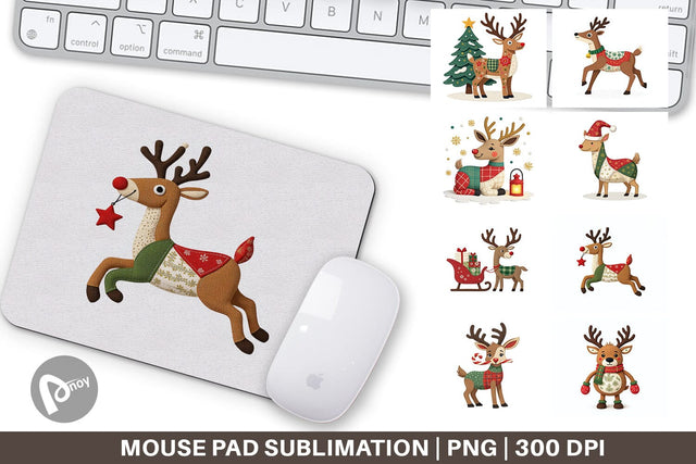 Mouse Pad Patchwork Reindeer Sublimation artnoy 