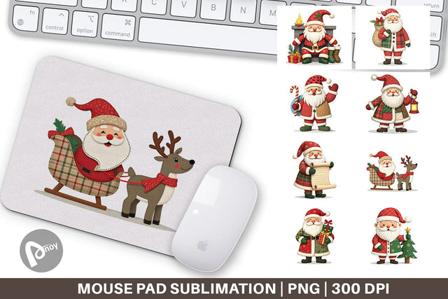 Mouse Pad Patchwork Santa Sublimation artnoy 