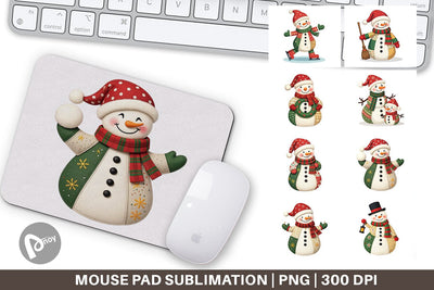 Mouse Pad Patchwork Snowman Sublimation artnoy 