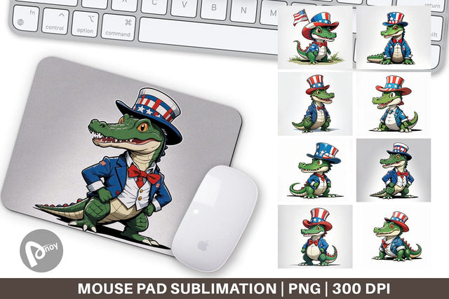 Mouse Pad Patriotic Alligator Sublimation artnoy 