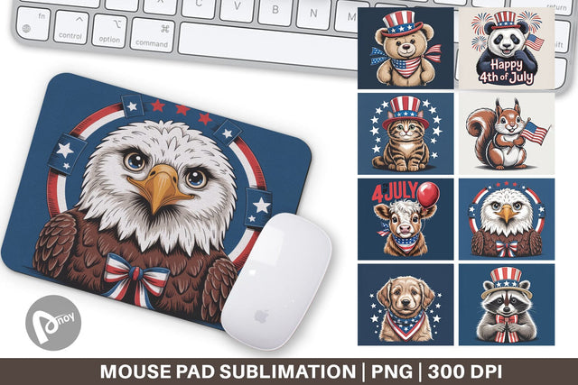Mouse Pad Patriotic Animal Sublimation artnoy 
