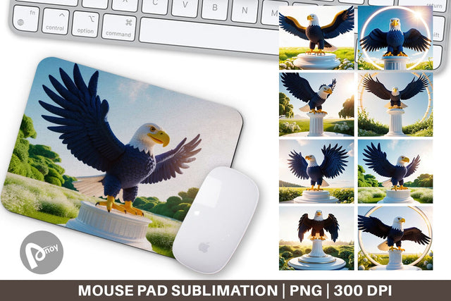 Mouse Pad Patriotic Bald Eagle Sublimation artnoy 