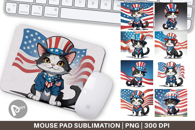 Mouse Pad Patriotic Cat Sublimation artnoy 